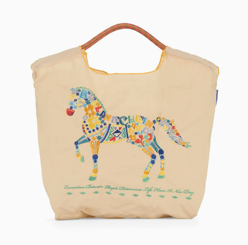 ball chain canvas bag nylon embroidery eco-friendly shopping bag shoulder bag crossbody commuter tote bag for women