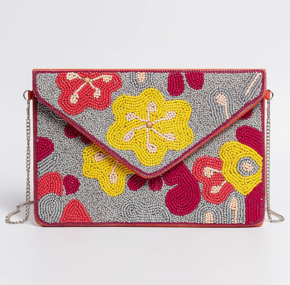 OLEI casual travel shoulder bag rice bead embroidered clutch bag for women