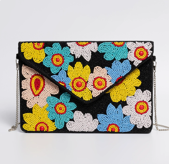 OLEI casual travel shoulder bag rice bead embroidered clutch bag for women