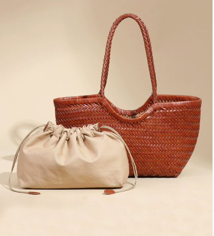 Customized genuine leather handbag for women, high-end shoulder large capacity tote bag