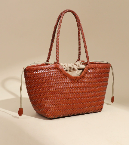 Customized genuine leather handbag for women, high-end shoulder large capacity tote bag